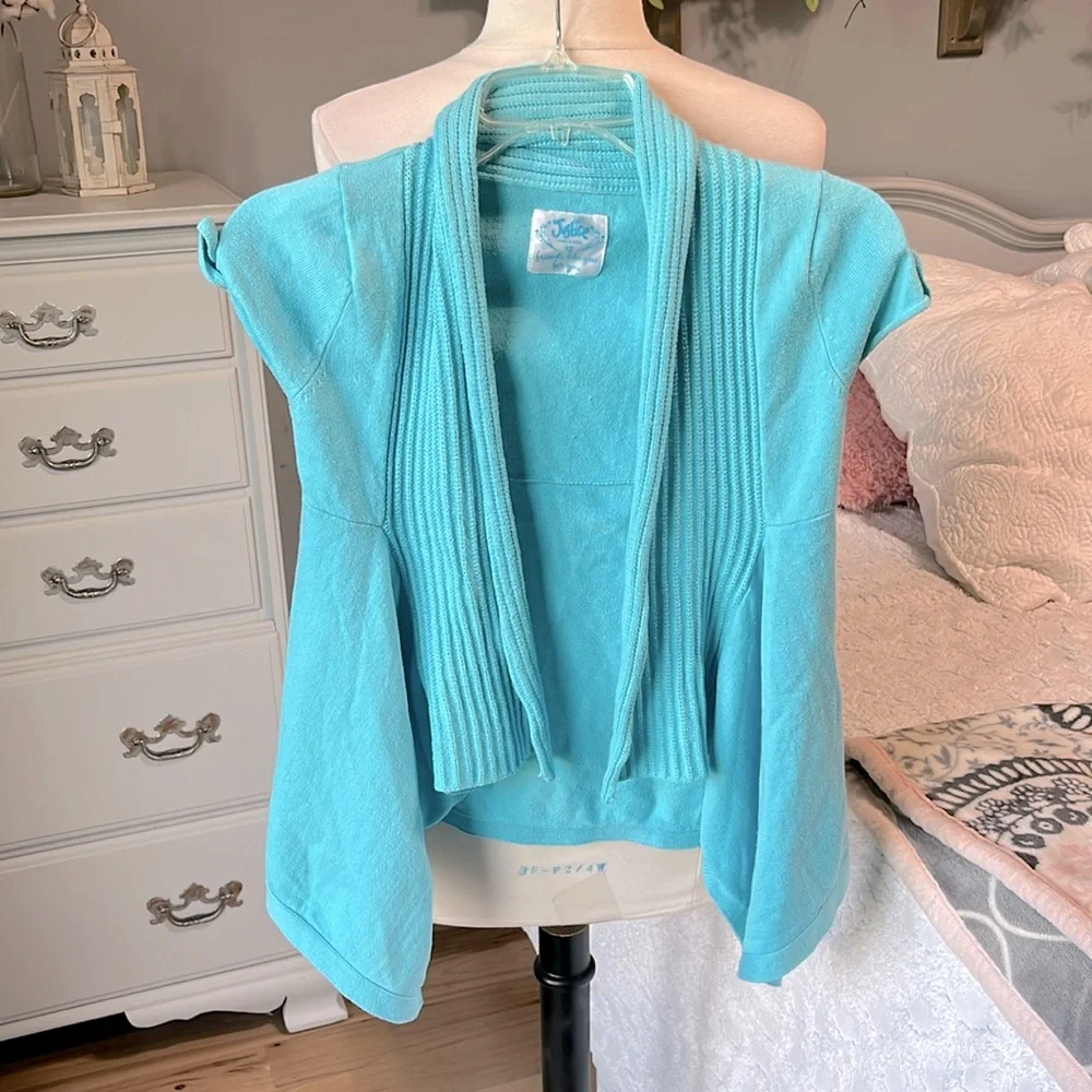Justice Sky Blue Open Sweater